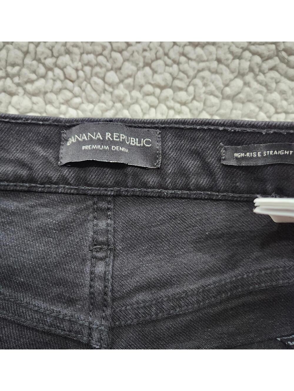 Banana Republic Women's 28 Black High Rise Straight Distressed Jeans - Picture 10 of 12